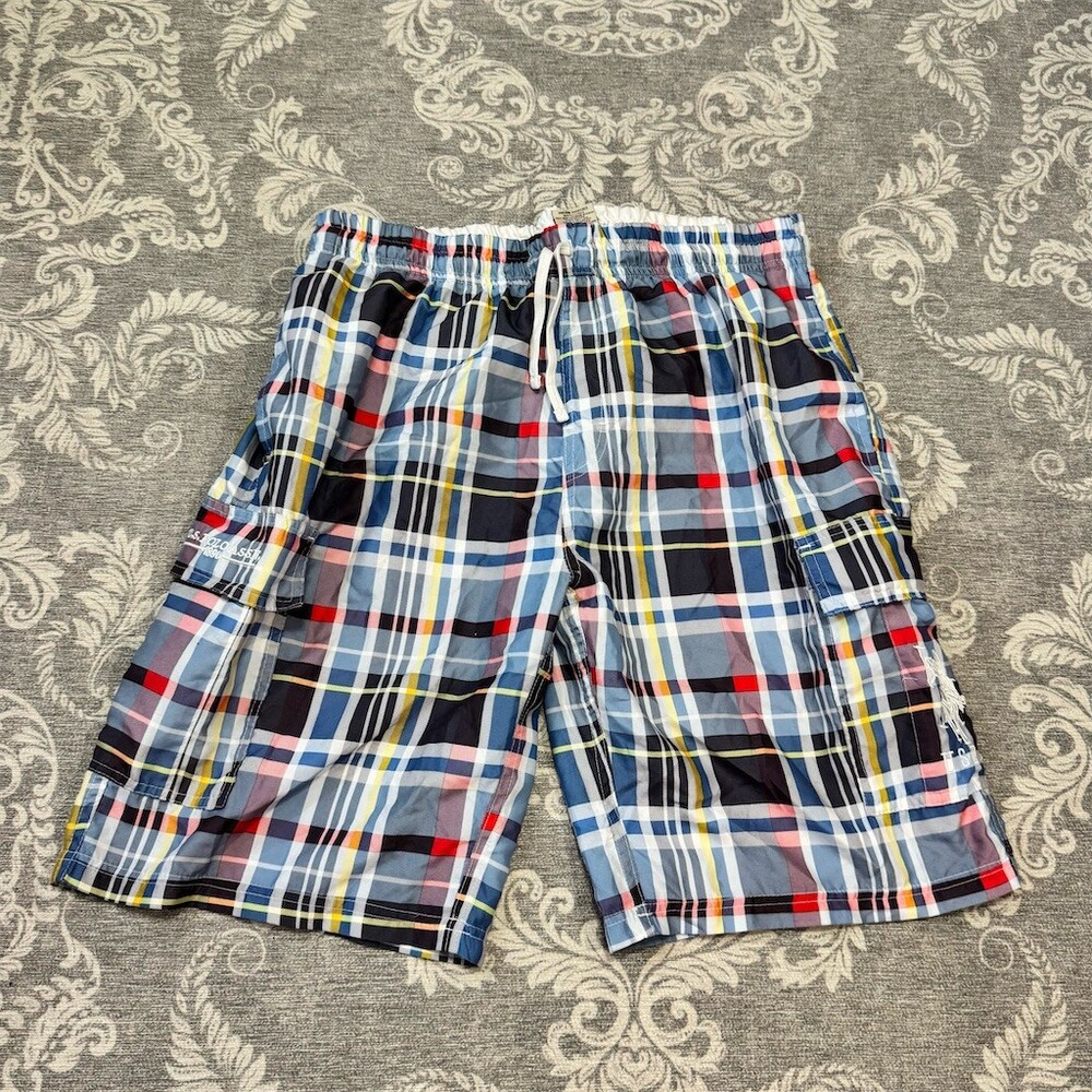 U.S. Polo Assn. Men's Swim Trunks Board Shorts Multicolor Plaid Size L
